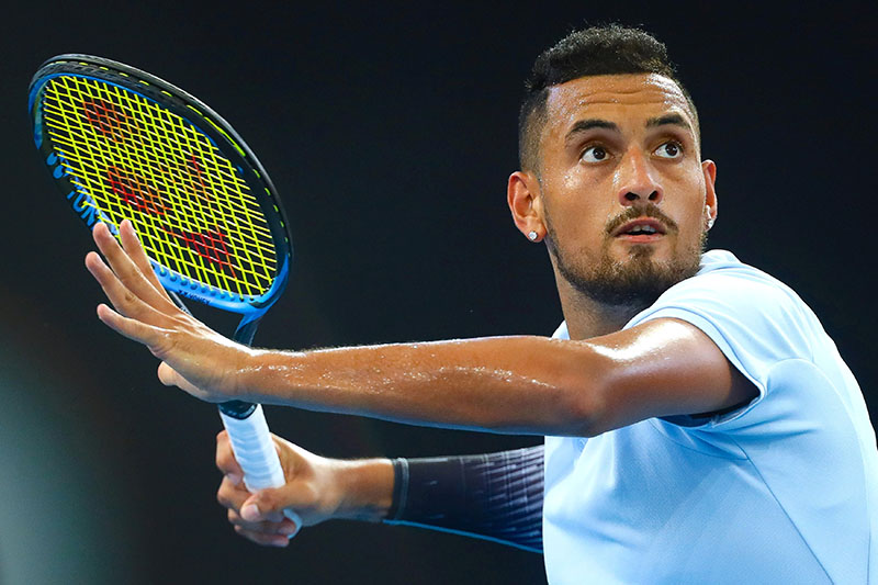 Australia's Nick Kyrgios hits a shot during his semi-final match against Bulgaria's Grigor Dimitrov. Photo: Reuters