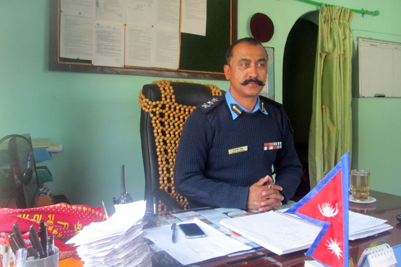 SP Ashok Singh, Chief at the Kaski District Police Office, informs the media about the arrestees in Pokhara, on Monday, January 29, 2018. Photo: Rishi Ram Baral