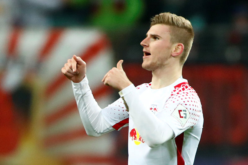 RB Leipzig's Timo Werner celebrates scoring their second goal. Photo: Reuters