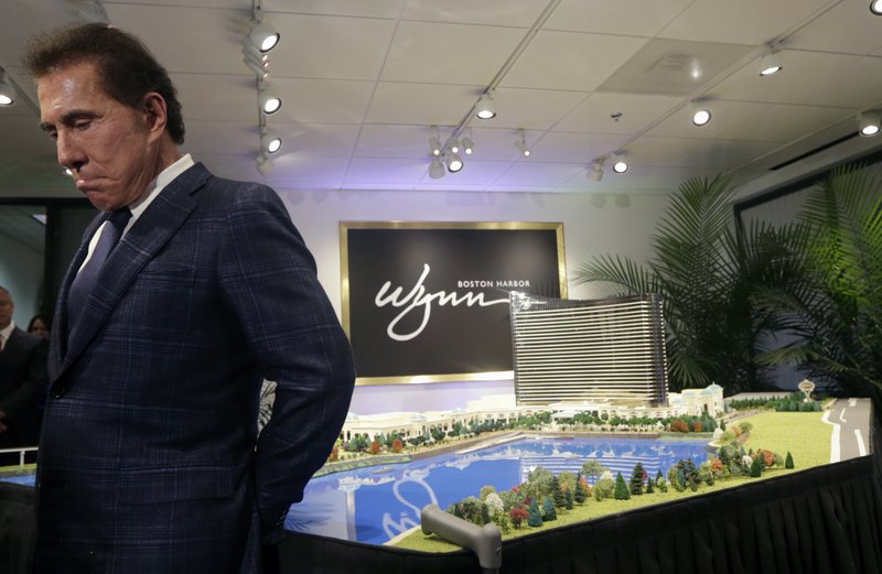 casino mogul Steve Wynn during a news conference in Medford, Mass. Facing investigations by gambling regulators and allegations of sexual misconduct, Wynn has stepped down as chairman and CEO of the resorts bearing his names. The Las Vegas-based Wynn Resorts in a statement said Wynnu2019s resignation Tuesday, Feb. 6, 2018, was effective immediately. Wynn has vehemently denied the reportu2019s allegations.