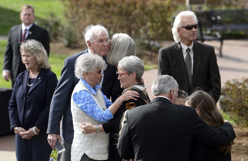 Family members of the Rev Billy Graham gather at the Billy Graham Library in Charlotte, N.C., Saturday, Feb. 24, 2018. Grahamu2019s body was brought to his hometown of Charlotte on Saturday, February 24. Photo: AP