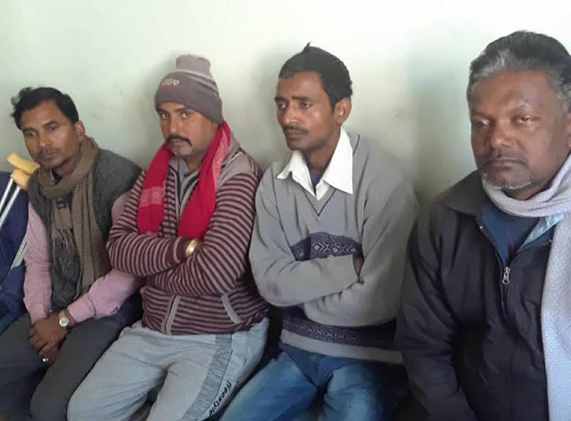Abducted Indian nationals, freed by the police in Biratnagar, Morang, on Monday, February 12, 2018. Photo: THT