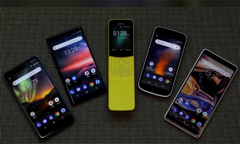 The New Nokia 6, Nokia 8 Sirocco, Nokia 8110, Nokia 1 and the Nokia 7 Plus are seen at a pre-launch event in London, Britain, on February 22, 2018. Photo: Reuters