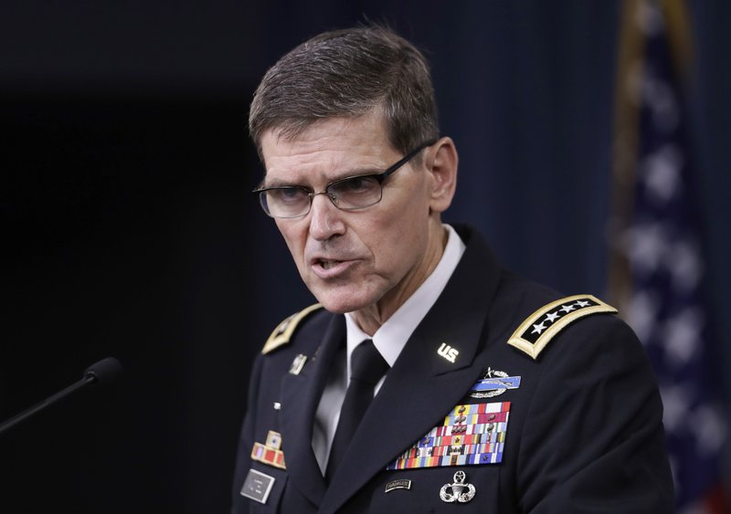 File - US Central Command Commander, US Army Gen. Joseph Votel, speaks to reporters at the Pentagon on Aug. 30, 2016. Photo: AP