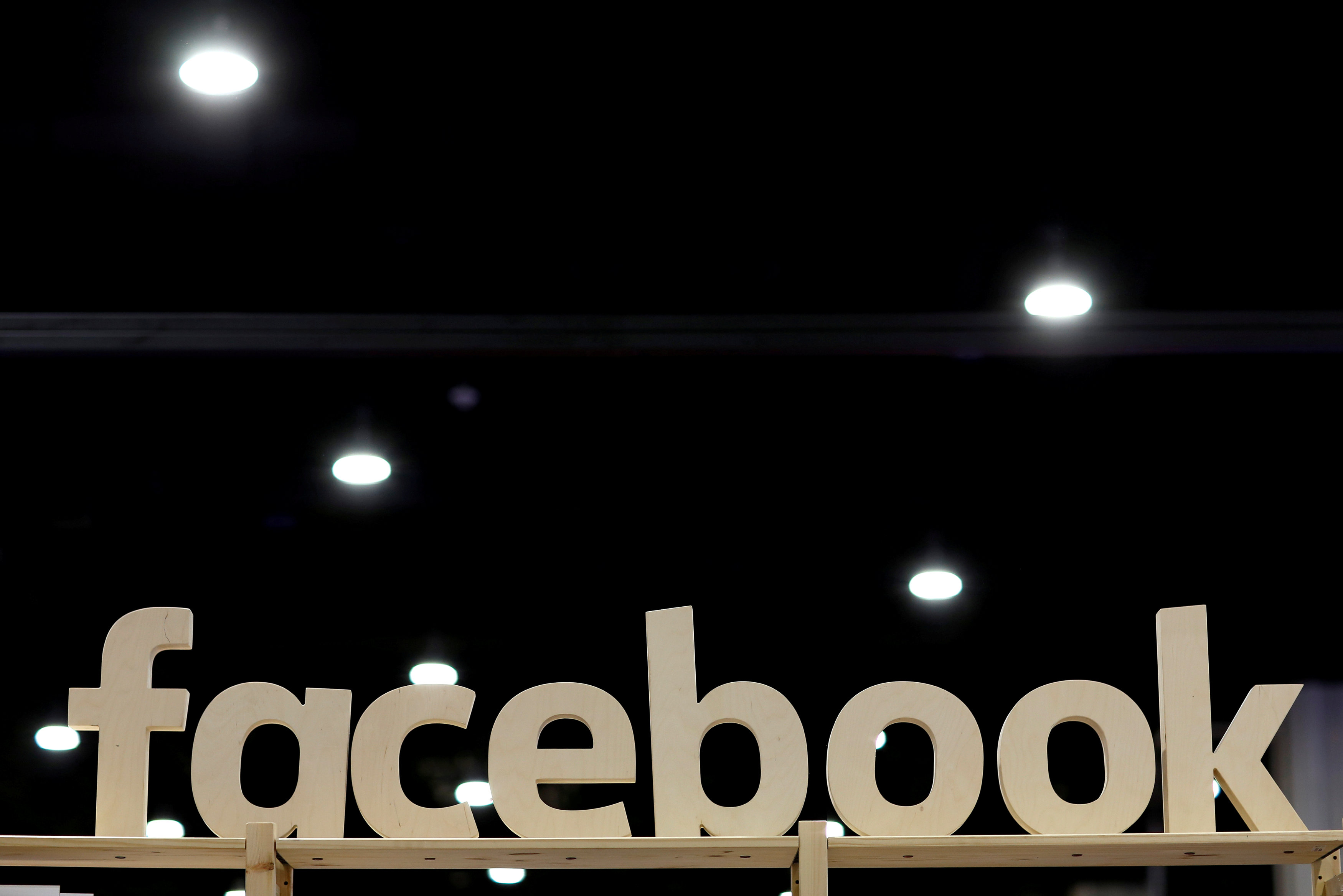 FILE PHOTO: A Facebook sign is displayed at the Conservative Political Action Conference (CPAC) at National Harbor, Maryland, U.S., February 23, 2018. REUTERS/Joshua Roberts/File Photo