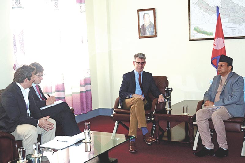 British Ambassador to Nepal Richard Morris meeting Province 5 Chief Minister Shankar Pokhrel, in Butwal, on Friday, March 16, 2018. Photo: THT