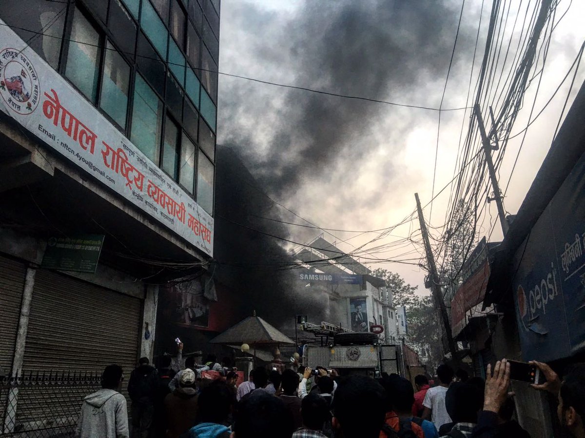 Fire breaks out at Gulab restaurant in Sundhara. Photo: Sagarica Rai