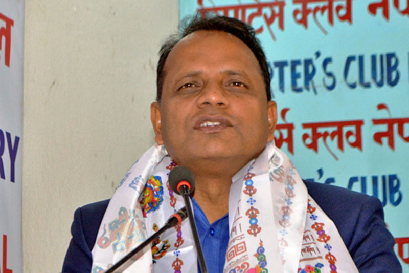 CM Lal Babu Raut speaks at an interaction programme in Kathmandu, on Wednesday, March 07, 2018. Photo: RSS