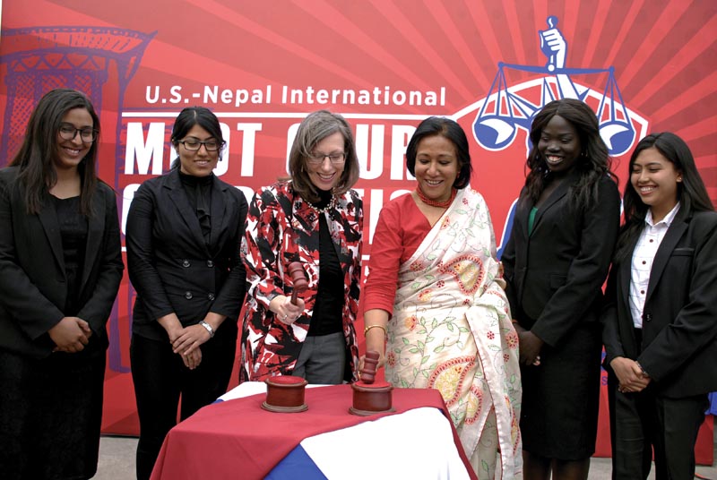 American Ambassador to Nepal Alaina B Teplitz and Supreme Court Justice Sapana Pradhan Malla inaugurating moot court competition, in Kathmandu, on Thursday, March 15, 2018. Photo: THT