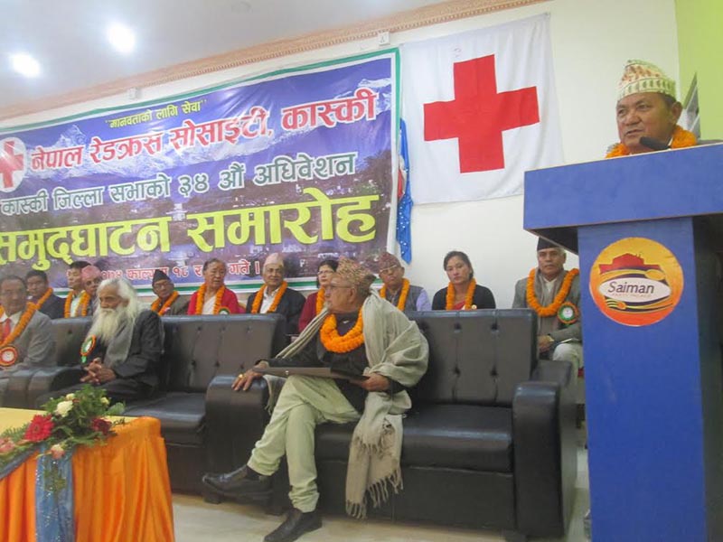 Province 4 Chief Minister Prithvi Subba Gurung addressing a programme in Pokhara, Kaski, on Friday, March2, 2018. Photo: THT