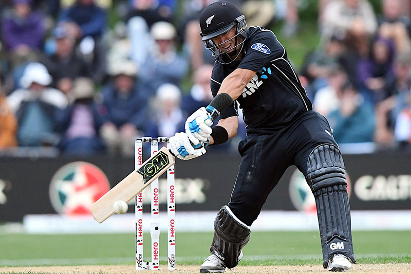 New Zealand's Ross Taylor hits a shot during the one-day international match. Photo: Reuters