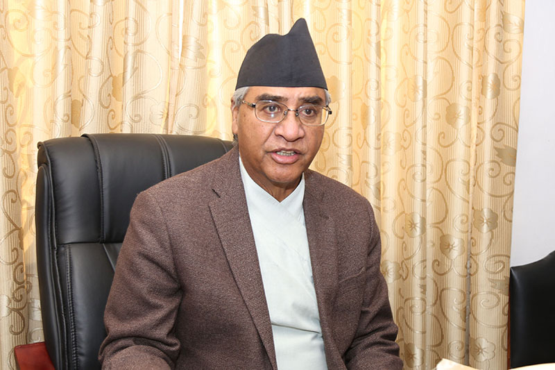 Nepali Congress President Sher Bahadur Deuba addressing NC lawmakers after being elected Parliamentary Party leader in Kathmandu, on Monday, March 05, 2018. Photo: RSS