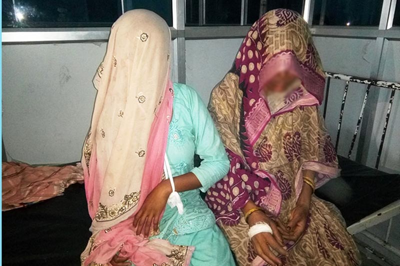 The 17-year-old girl with speech impediment takes rest beside her mother at a hospital in Rautahat, on Monday, March 19, 2018. Photo: Prabhat Kumar Jha