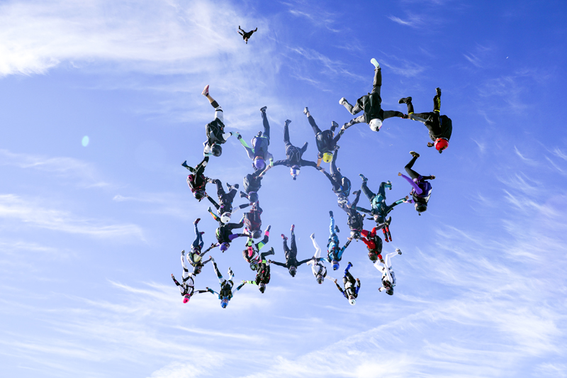 Amy Chmelecki, who has long been considered one of the world's best skydivers, recently brought together more than two dozen other female jumpers and some of the best women in other fields for a two-day summit in Florida. Joined by footballer Ashlyn Harris, former freestyle skier Grete Eliasson and wakeboarder Meagan Ethell, the four women lead a discussion panel surrounding female sports, and Chmelecki and the two-dozen skydivers also broke a world record for the most female vertical skydivers in one go. Courtesy: Reuters