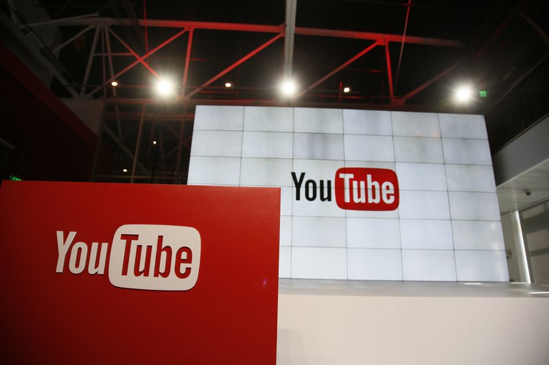 File - This photo shows signage inside the YouTube Space LA offices in Los Angeles. Photo: AP