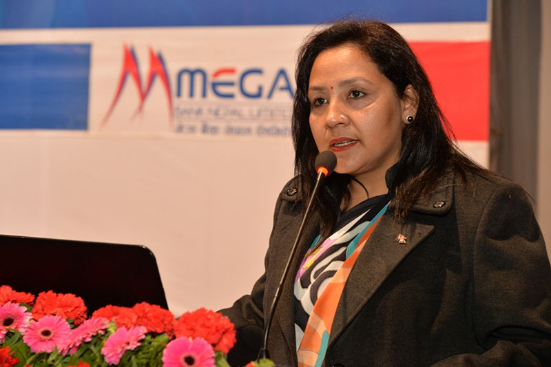 File: Newly appointed Chief Executive Officer of Mega Bank Ltd Anupama Khunjeli. Courtesy: Mega Bank Ltd