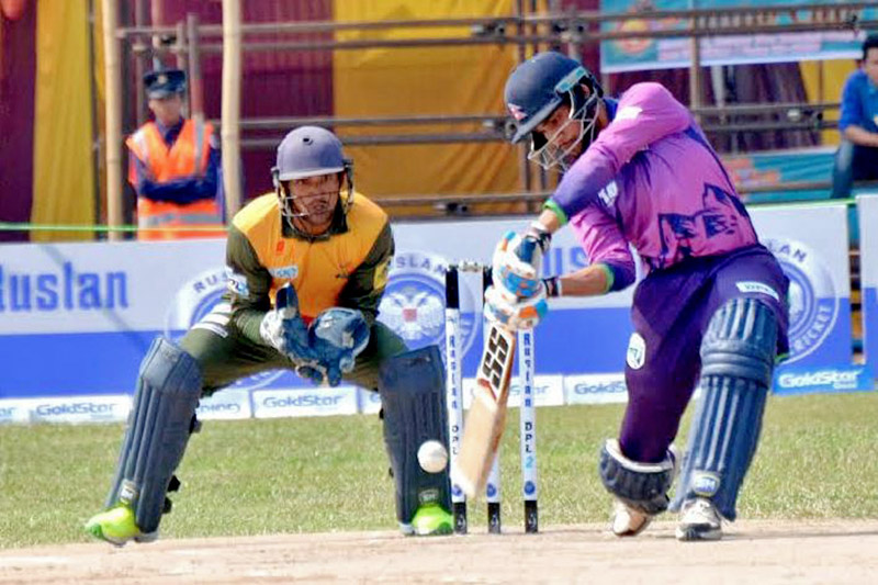 Players in action during Dhangadhi Premier League in Dhangadhi, on Monday, April 02, 2018. Photo: Tekendra Deuba