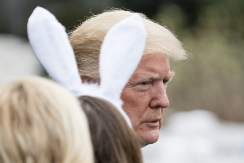 President Donald Trump arrives for the annual White House Easter Egg Roll on the South Lawn of the White House in Washington, on Monday, April 2, 2018. Photo: AP