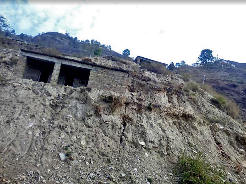 Houses built by freed Haliyas in the landslide prone area of Dipayal Silgadhi Municipality of Doti district on Monday, April 16, 2018. Photo: Tekendra Deuba
