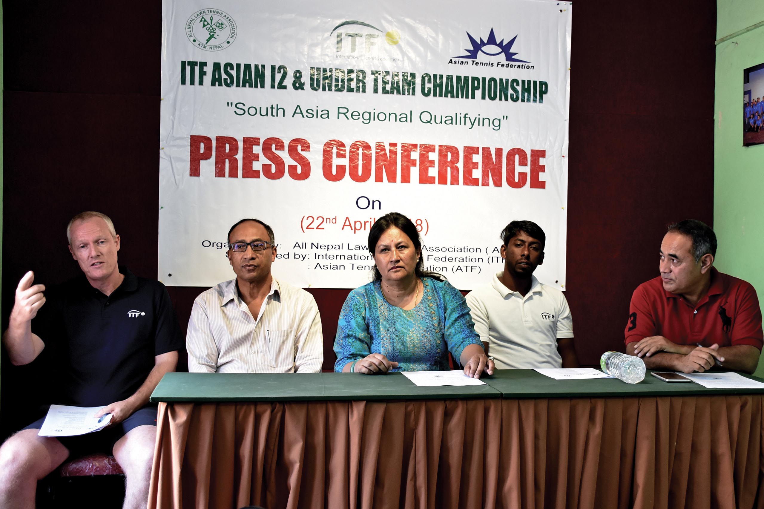Orgranisers of the South Asia Regional Qualifying event attend a press meet in Kathmandu on Sunday. Photo: THT