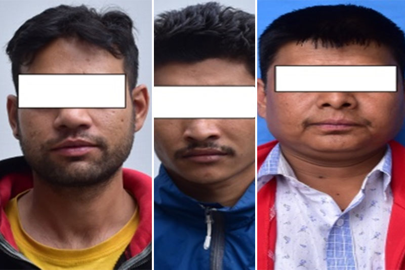 The suspects being made pubilc by the Metropolitan Crime Division in Kathmandu, on Wednesday, April 11, 2018. Courtesy: MCD