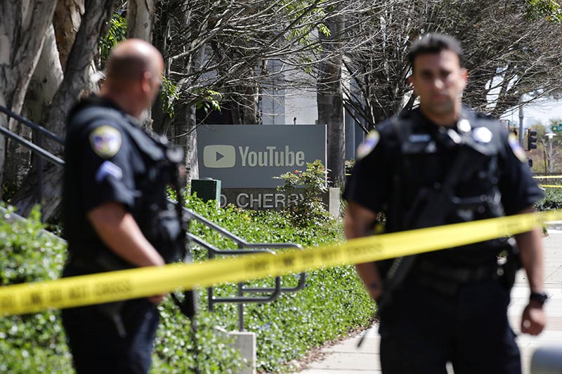 FILE: Police officers and crime scene tape are seen at Youtube headquarters following an active shooter situation in San Bruno, California, US, on April 3, 2018. Photo: Reuters