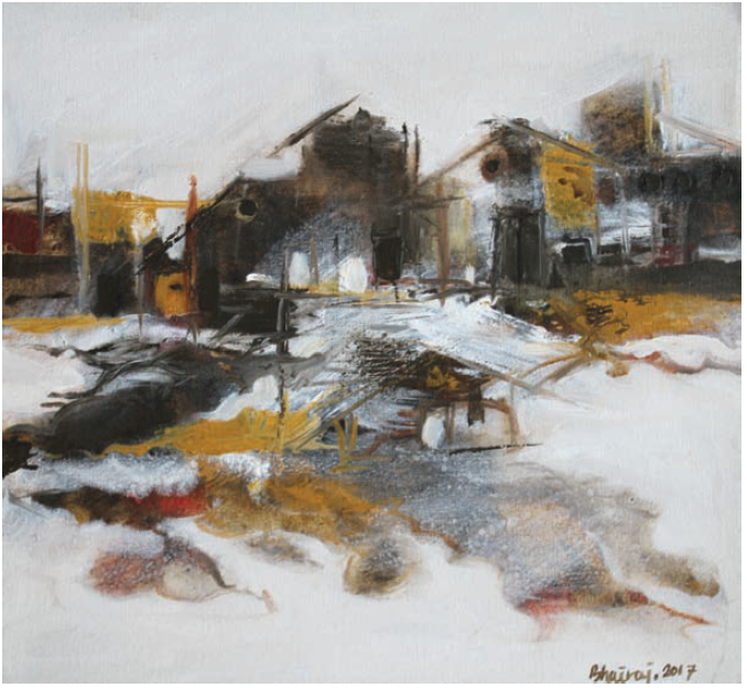 A landscape by Bhairaj Maharjan slated for display at Music Art Gallery, Jhamsikhel, Lalitpur, on April 14, 2018. Photo: Music Art Gallery 