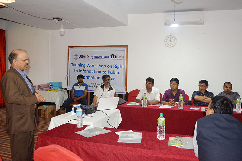 Participants of a three-day Right to Information (RTI) training of Province 3 in  Bhaktapur district, on May 24, 2018. Photo: RSS