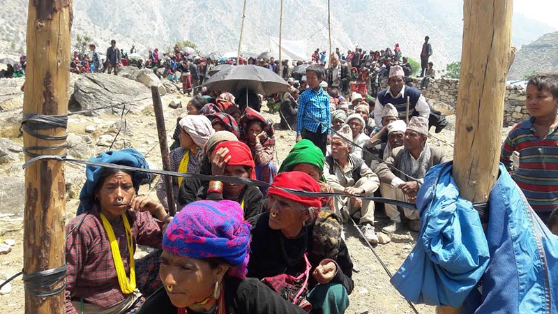Locals waiting to receive treatment at a free eye camp in Himali Rural Municipality, Bajura, in this recent picture. Photo: THT