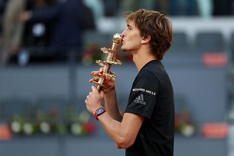 Germany's Alexander Zverev celebrates with the trophy after winning the final against Austria's Dominic Thiem. Photo: Reuters