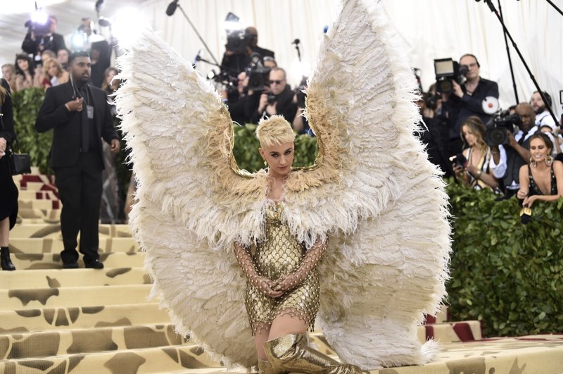 Katy Perry attends The Metropolitan Museum of Artu2019s Costume Institute benefit gala celebrating the opening of the Heavenly Bodies: Fashion and the Catholic Imagination exhibition on Monday, May 7, 2018, in New York. Photo: AP