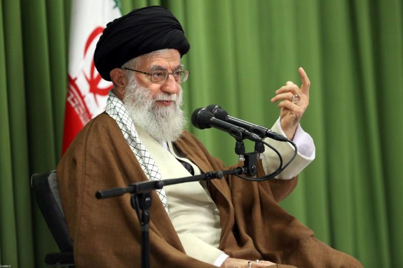 Iran's Supreme Leader Ayatollah Ali Khamenei gestures as he speaks during a meeting with students in Tehran, Iran, October 18, 2017. Leader.ir/Handout via REUTERS