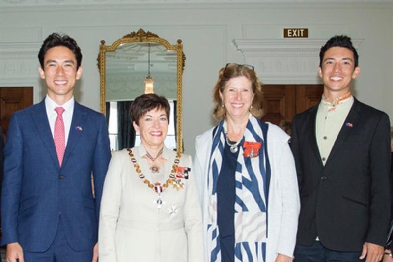 Lisa Choegyal (second from right) with the Governor General of New Zealand, Dame Patsy Reddy flanked by her sons Rinchen and Sangjay at Government House Wellington, on Thursday, May 17, 2018. Photo: THT