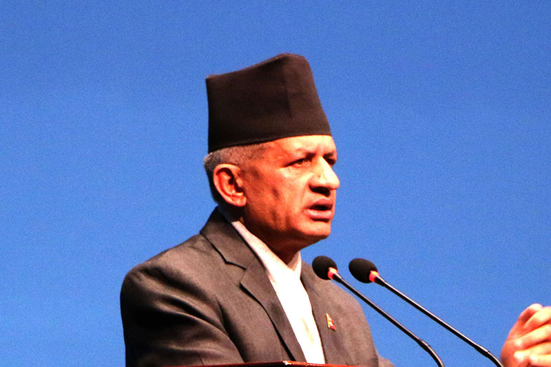 Minister for Foreign Affairs Pradeep Gywali addressing Federal Parliament in Kathmandu, on Monday, May 14, 2018. Photo: RSS