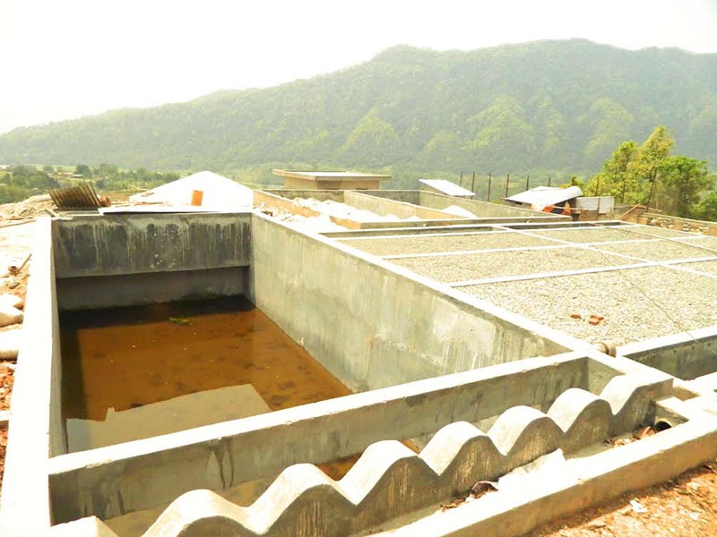 A view of the under-construction drinking water filtration plant at Duipiple in Madhya Nepal Municipality,  Lamjung, on Thursday, May 10, 2018. Photo: THT