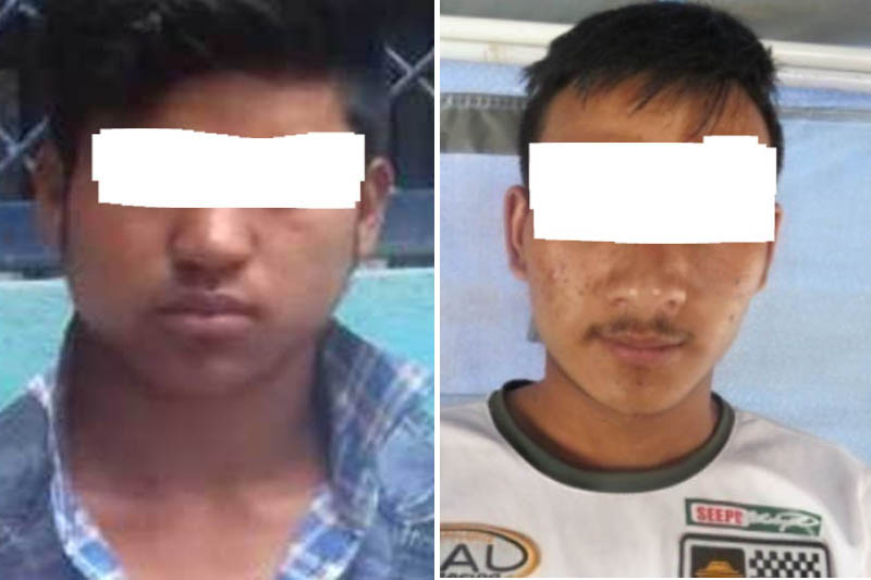 The suspected duo being made public at the Metropolitan Crime Divison in Kathmandu. Courtesy: MCD
