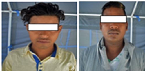 A combination picture of Ram Prabesh Rana (left) and Kalu Rana, arrested and made public by MPCD, Teku on the charge of armed robbery in Dhangadhi Sub-Metropolitan City, as pictured on June 04, 2018, in Kathmandu. Photo: MPCD