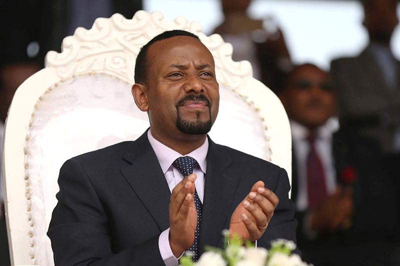 File -  Ethiopia's newly elected prime minister Abiy Ahmed attends a rally during his visit to Ambo in the Oromiya region, Ethiopia April 11, 2018. REUTERS/Tiksa Negeri/File Photo