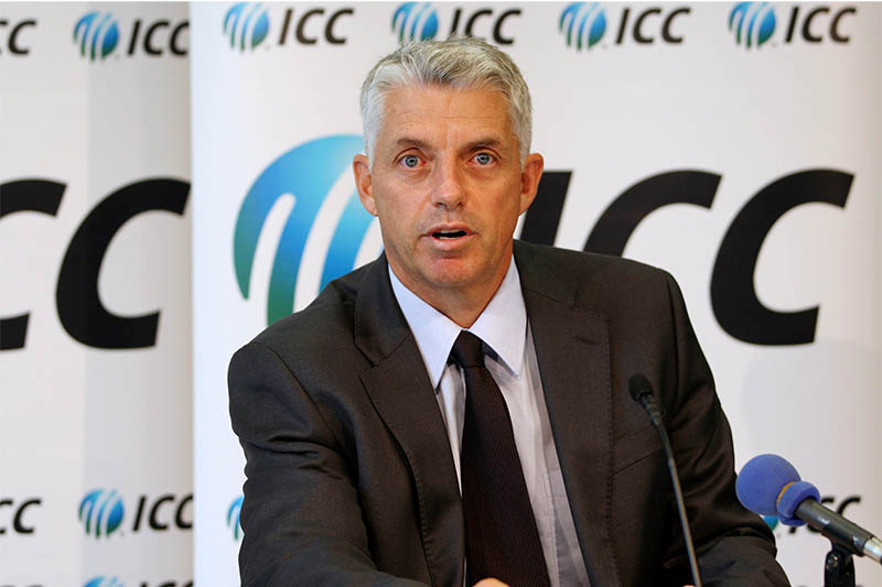 FILE PHOTO: ICC Chief Executive David Richardson reads a statement at a news conference in Dubai. Photo: Reuters