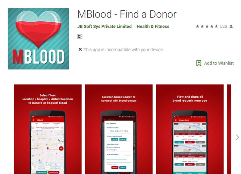 A screenshot of MBLOOD app as captured from Google Play Store. Photo: Google