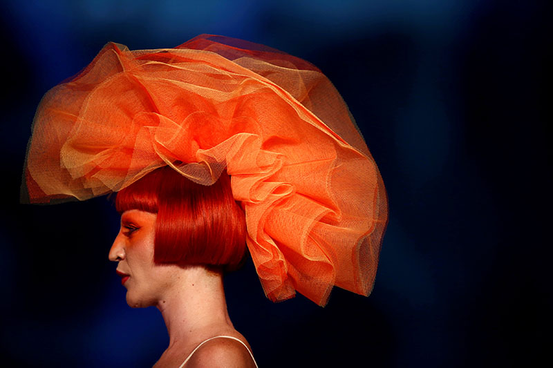 A model presents a hairstyle creation by stylist Neville Roman Zammit during the Malta Fashion Awards, the climax of Malta Fashion Week, in Valletta, Malta, on June 2, 2018. Photo: Reuters
