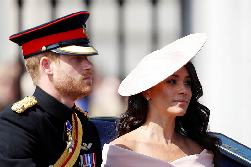 Britain's Prince Harry and Meghan, Duchess of Sussex, take part in the Trooping the Colour parade in central London, Britain, June 9, 2018. Photo: Reuters