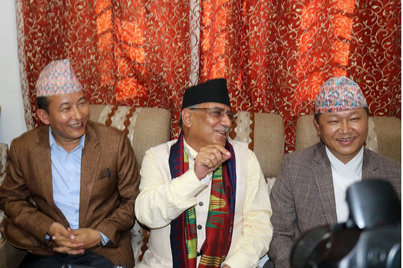 Pushpa Kamal Dahal, Co-Chair of Nepal Communist Party (NCP) reacts during an interview at Biratnagar Airport, Biratnagar, on Sunday, June 10, 2018. Photo: RSS
