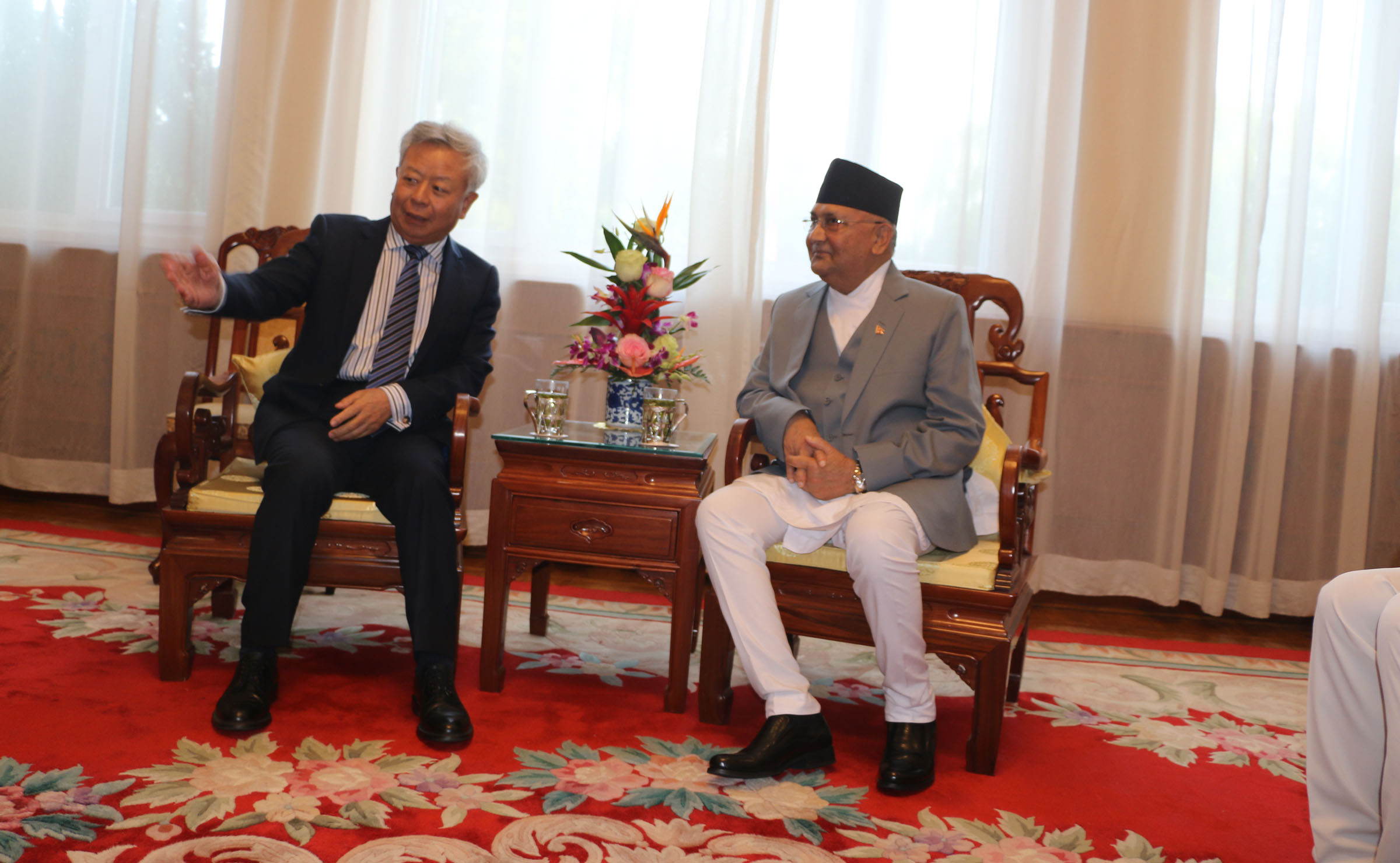 Prime Minister KP Sharma Oli in a meeting with President of AIIB, Li Jiqun, at AIIB Headquarters in Beijing on Wednesday, June 20, 2018. Photo:RSS