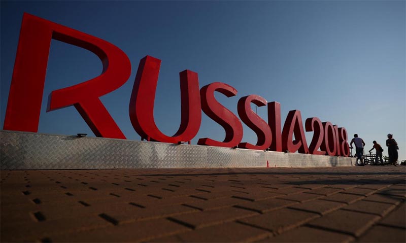 General view of a World Cup sign in Sochi, Russia, on June 12, 2018. Photo: Reuters