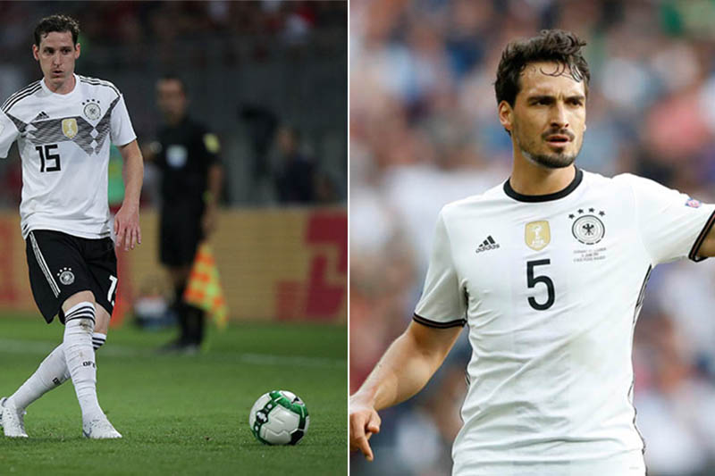 File: Germany's defensive midfielder Sebastian Rudy (left) and defender Mats Hummels. Photos: Reuters