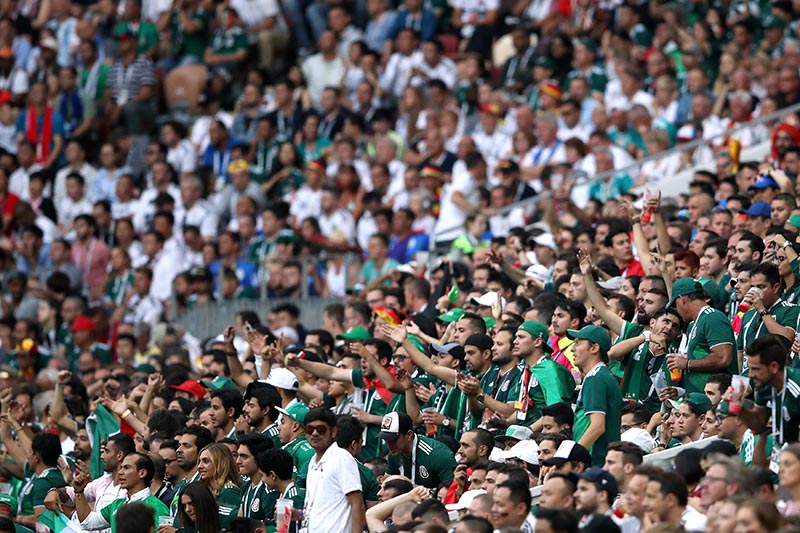 Mexico Fans during World Cup Group F matct between Germany and Mexico, at Luxhniki Stadium, in Moscow, Russia, in June 17, 2018. Photo: Reuters