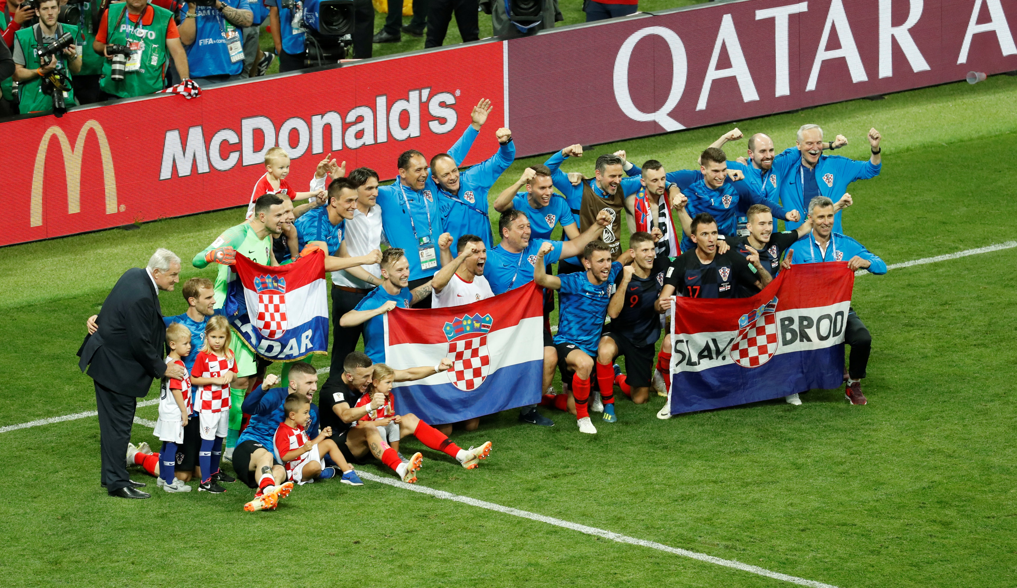 Soccer Football - World Cup - Semi Final - Croatia v England - Luzhniki Stadium, Moscow, Russia - July 11, 2018  Croatia players celebrate victory after the match Photo:   REUTERS