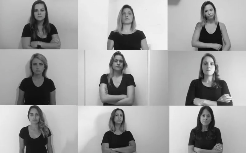 In this video frame, BrazilIan sports journalists are seen during a video against the sexism and harassment they face while doing their jobs, in Rio de Janeiro, Brazil on  July 9, 2018. Photo: AP