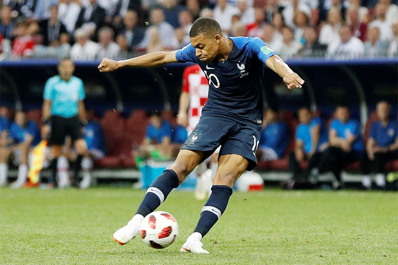 France's Kylian Mbappe scores their fourth goal. Photo: Reuters